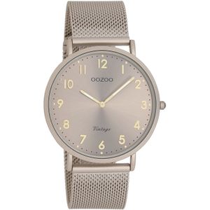 OOZOO  - Unisex horloge - Beige met  band