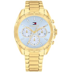 Tommy Hilfiger  goudenkleurige dames horloge met blauwe wijzerplaat