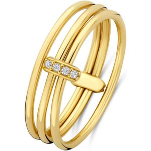 Isabel Bernard Cour d'Honneur Adora 14 karaat gouden 3-delige multiring met zirkonia steentjes IB330105