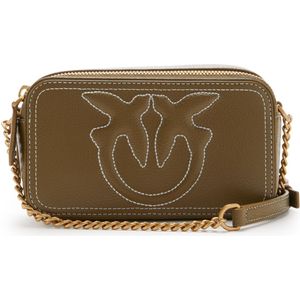 Pinko Carrie - dames  Crossbody Tas van leer - Bruin