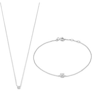 Isabel Bernard Cadeau d'Isabel 14 karaat witgouden collier en armband giftset IB90030