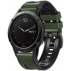 Garmin leer + siliconen bandje - Groen - Garmin Tactix 8 - 51mm  - Garmin bandje