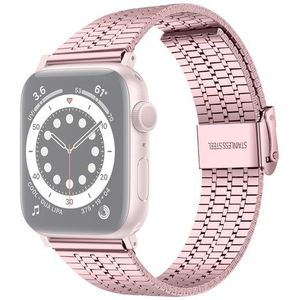 Metalen bandje - Rosé roze - Geschikt voor Apple watch 42mm / 44mm / 45mm / 49mm