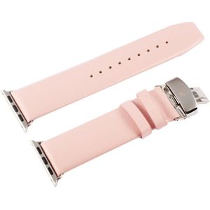 Kakapi leren bandje met vlindersluiting - Roze - Geschikt voor Apple watch bandje 42mm / 44mm / 45mm / 49mm