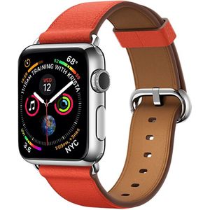 Apple watch Classic lederen bandje - Oranje / bruin - Geschikt voor Apple Watch 42mm / 44mm / 45mm / 49mm - Apple watch bandjes