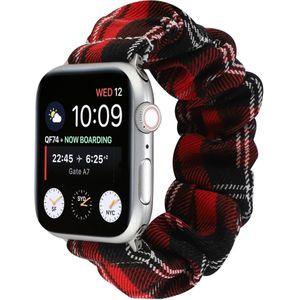 Apple watch Elastisch scrunchie nylon bandje - Rood / Zwart - Geschikt voor Apple Watch 42mm / 44mm / 45mm / 49mm