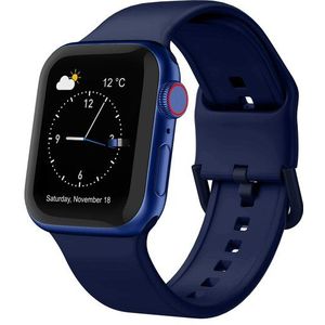 Soft siliconen bandje met gespsluiting - Nachtblauw - Geschikt voor Apple Watch 42mm / 44mm / 45mm / 49mm