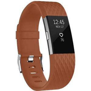 Fitbit Charge 2 siliconen bandje - Maat: Small - Coffee