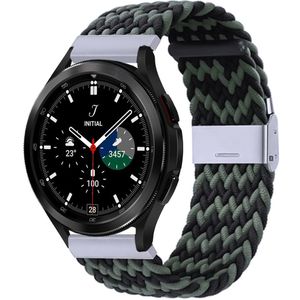 Samsung Braided nylon bandje - Groen / zwart - Samsung Galaxy Watch 4 Classic - 42mm / 46mm - Samsung bandje