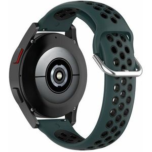 Samsung Siliconen sportbandje met gesp - Donkergroen + zwart - Samsung Galaxy Watch 3 - 45mm