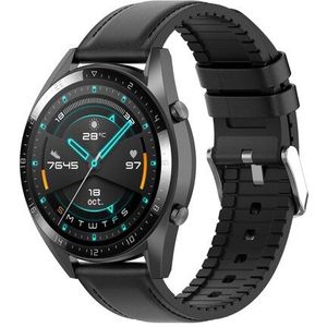 Samsung leer + siliconen bandje - Zwart - Samsung Galaxy Watch 5 (Pro) - 40mm / 44mm / 45mm