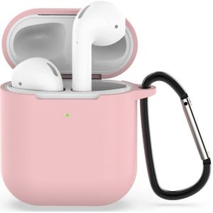Apple AirPods siliconen hoesje voor AirPods 1/2 - Licht roze + handige clip