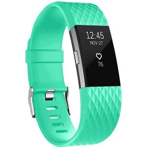 Fitbit Charge 2 siliconen bandje - Maat: Large - Mintgroen