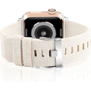 Canvas nylon bandje - Beige - Geschikt voor Apple Watch 42mm / 44mm / 45mm / 49mm
