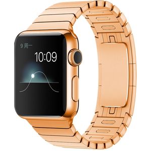 Apple watch Schakelarmband Stainless Steel bandje - Rosé goud - Geschikt voor Apple Watch 42mm / 44mm / 45mm / 46mm / 49mm - Apple watch bandjes