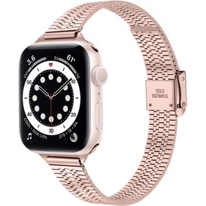 Apple watch Stainless steel slim fit bandje - Rosé goud - Geschikt voor Apple Watch 42mm / 44mm / 45mm / 49mm - Apple watch bandjes