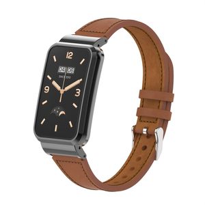 Classic leren bandje met case - Bruin - Xiaomi Smart band 7 Pro