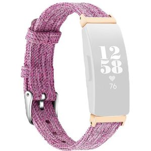Fitbit Inspire 1 / HR / Ace 2 Canvas nylon bandje - Maat: Small - Paars