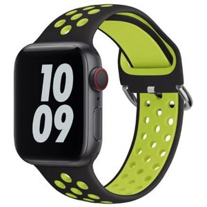 Siliconen sportband met gesp - Zwart + Geel - Geschikt voor Apple Watch 42mm / 44mm / 45mm / 49mm