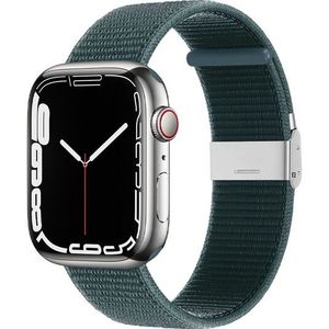 Nylon bandje met klemsluiting - Donkergroen - Geschikt voor Apple Watch 42mm / 44mm / 45mm / 49mm