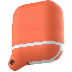 AirPods hoesje van By Qubix - AirPods 1/2 hoesje siliconen waterproof series - soft case - oranje + wit