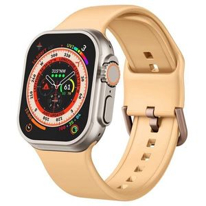 Apple watch Soft siliconen bandje met gespsluiting - Donkergeel - Geschikt voor Apple Watch 42mm / 44mm / 45mm / 49mm