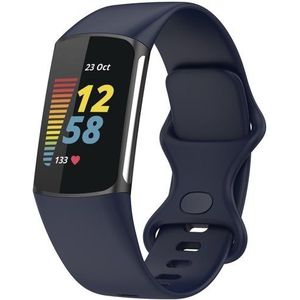 FitBit Charge 5 & 6 Sportbandje met dubbele lus - Donkerblauw - Maat: S