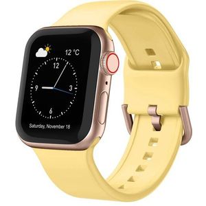 Apple watch Soft siliconen bandje met gespsluiting - Geel - Geschikt voor Apple Watch 42mm / 44mm / 45mm / 49mm - Apple watch bandjes
