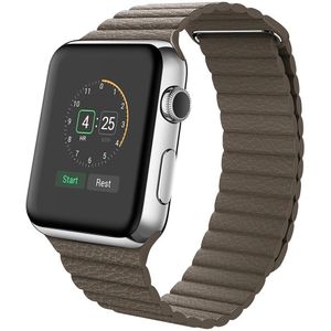 Apple watch PU Leather Loop bandje - Bruin - Geschikt voor Apple Watch 42mm / 44mm / 45mm / 49mm