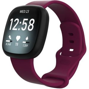 Fitbit Versa 3 & 4 / Sense 1 & 2 Sportbandje - Wijnrood - Maat: S/M