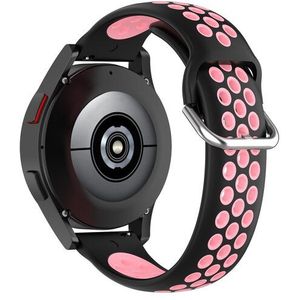 Samsung Siliconen sportbandje met gesp - Zwart + lichtroze - Samsung Galaxy Watch 4 Classic - 42mm & 46mm - Samsung bandje
