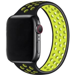 Apple watch Solo Loop Sportbandje - Maat: S - Zwart + Geel - Geschikt voor Apple Watch 42mm / 44mm / 45mm / 49mm - Apple watch bandjes