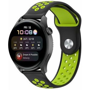 Sport Edition siliconen band - Zwart + groen - Huawei Watch GT 2 / GT 3 / GT 4 - 46mm