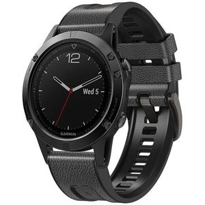 Garmin leer + siliconen bandje - Donkergrijs - Garmin Fenix 7 / 6 / 5