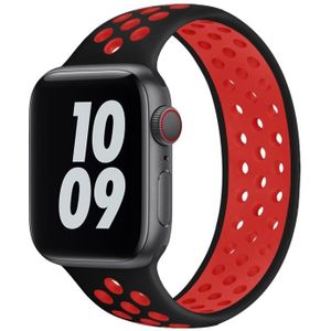 Solo Loop Sportbandje - Maat: L - Zwart + Rood - Geschikt voor Apple Watch 42mm / 44mm / 45mm / 49mm