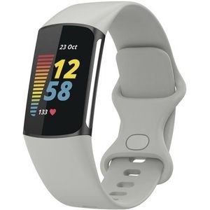 FitBit Charge 5 & 6 Sportbandje met dubbele lus - Steen grijs - Maat: S