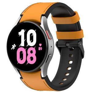 Samsung leer + siliconen bandje - Maat: large - Oker - Samsung Galaxy Watch 4 - 40mm & 44mm