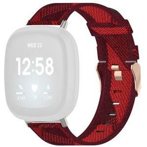 Fitbit Versa 3/4 & Sense 1/2 Canvas nylon bandje - Rood