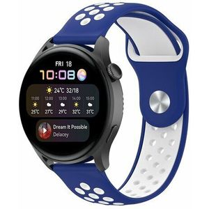 Sport Edition siliconen band - Blauw + wit - Huawei Watch GT 2 Pro / GT 3 Pro - 46mm