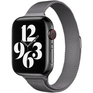 Apple watch Milanese slim fit bandje - Space grey - Geschikt voor Apple Watch 42mm / 44mm / 45mm / 49mm - Apple watch bandjes