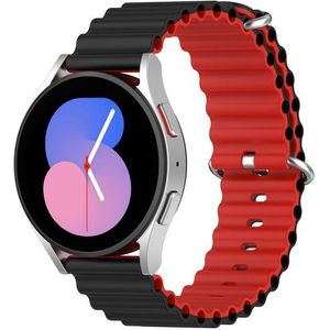 Samsung Ocean Style bandje - Zwart / rood - Samsung Galaxy Watch 5 (Pro) - 40mm / 44mm / 45mm