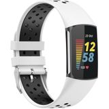 FitBit Charge 5 & 6 Sportbandje met gesp - Wit / zwart - Tweekleurig - Maat: L