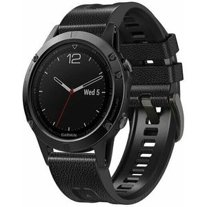 Garmin leer + siliconen bandje - Zwart - Garmin Instinct 3 / Instinct E - 45mm  - Garmin bandje