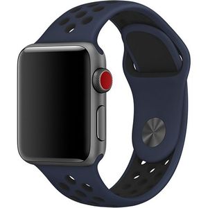 Sportbandje - Maat: S/M - Blauw + Zwart - Geschikt voor Apple Watch 42mm / 44mm / 45mm / 49mm