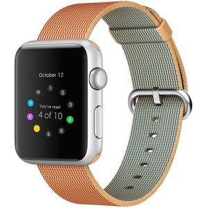 Apple watch Nylon bandje - Licht bruin / Rood - Geschikt voor Apple Watch 42mm / 44mm / 45mm / 49mm