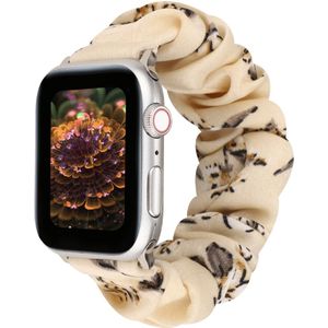 Apple watch Elastisch scrunchie nylon bandje - Bloemenprint donker - Geschikt voor Apple Watch 42mm / 44mm / 45mm / 49mm - Apple watch bandjes