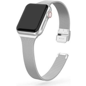 Milanese slim fit bandje - Zilver - Geschikt voor Apple Watch 42mm / 44mm / 45mm / 49mm