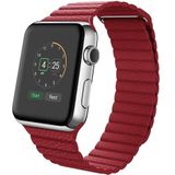 Apple watch PU Leather Loop bandje - Rood - Geschikt voor Apple Watch 42mm / 44mm / 45mm / 49mm