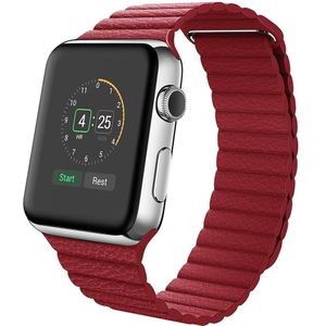 PU Leather Loop bandje - Rood - Geschikt voor Apple Watch 42mm / 44mm / 45mm / 49mm