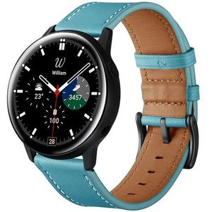 Samsung lederen bandje - Blauw - Samsung Galaxy Watch Active 2